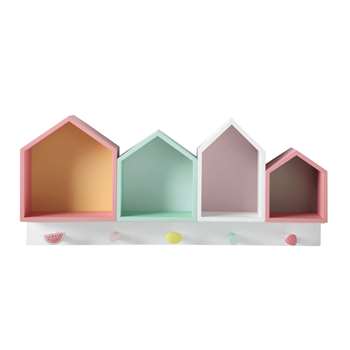BERLINGOT Hook Rail With Houses In Multicoloured (29 x 65cm)