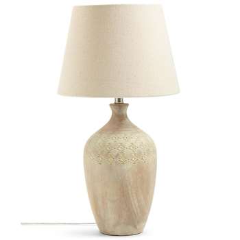 Bianca Wooden Urn Table Lamp, White Washed (H51.5 x W28 x D28cm)