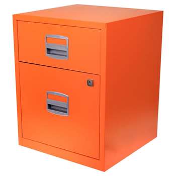 Bisley A4 2 Drawer Filing Cabinet on Wheels, Orange (H52.9 x W41.3 x D40cm)