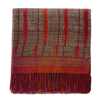 Orchha Wool Blanket - Pink, Orange & Light Brown (150 x 145cm)
