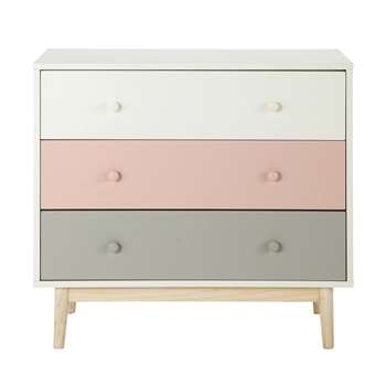 BLUSH Vintage Chest of Drawers in White and Pink (80 x 90cm)