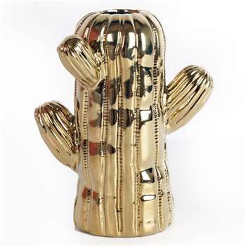 Ceramic Gold Cactus Vase - Small (Height 15.5cm)