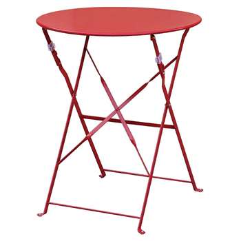 Bolero Round Steel Foldable Garden Bistro Table, Red (H71 x W59.5 x D59.5cm)