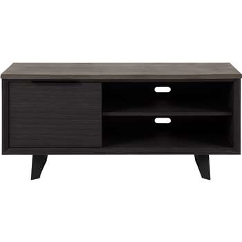 Boone Compact Media Unit, Concrete resin top, Grey/Black (56 x 120cm)