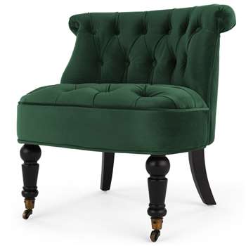 Bouji Accent Armchair, Pine Green Velvet (H70 x W66 x D67cm)