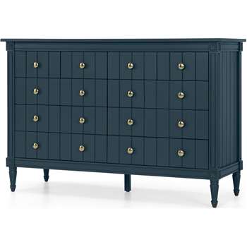 Bourbon Vintage Wide Chest Of Drawers, Vintage Blue (H93 x W50 x D140cm)