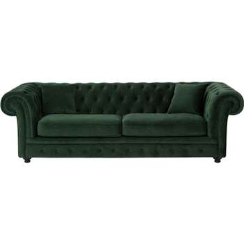 Branagh 3 Seater Chesterfield Sofa, Pine Green Velvet (H76 x W246 x D94cm)