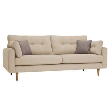 Brighton Parchment Fabric 4 Seater Sofa (H86 x W225 x D98cm)