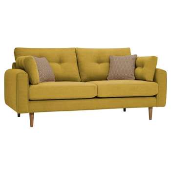 Brighton Saffron Fabric 3 Seater Sofa (H86 x W190 x D98cm)