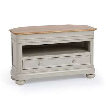 Brindle Natural Solid Oak & Painted Corner TV Unit (H61 x W102 x D51cm)