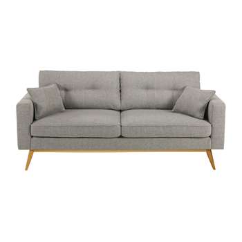 BROOKE 3-seater light grey fabric sofa (88 x 202cm)