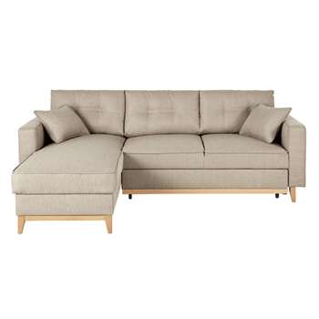 Brooke - Beige 4/5-Seater Corner Sofa Bed (H88 x W222 x D158cm)