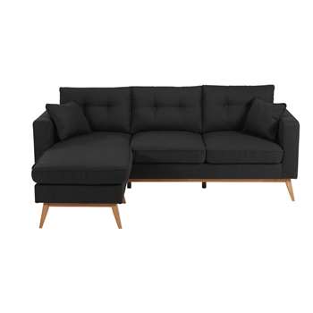 BROOKE Mottled anthracite 4/5-seater fabric modular corner sofa (89 x 220cm)