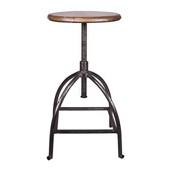 Broste Copenhagen - Sire Stool - Wood/Iron - Natural (H77 x W33 x D33cm)