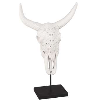 BUFFALO Buffalo Head Ornament In White (43 x 26cm)