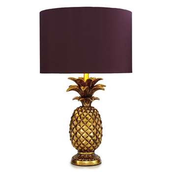 Butterfly Home by Matthew Williamson Gold Pineapple Shaped Table Lamp (H57 x W34 x D34cm)