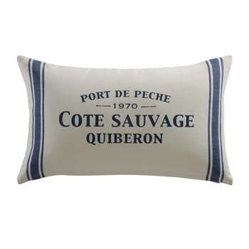 CÔTE SAUVAGE cotton cushion in blue / white (30 x 50cm)