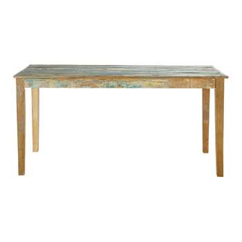 CALANQUE Recycled wood dining table in distressed finish W 160cm