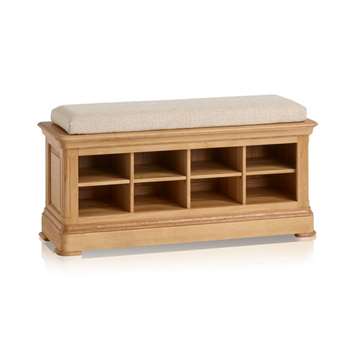 Canterbury Natural Solid Oak Shoe Storage, Plain Beige (H52 x W121 x D40cm)
