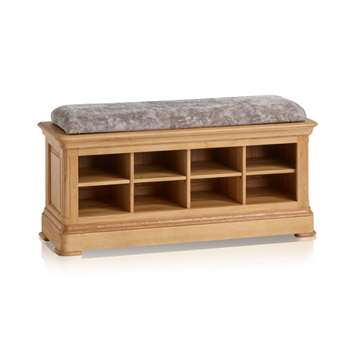 Canterbury Natural Solid Oak Shoe Storage, Plain Truffle (H52 x W121 x D40cm)