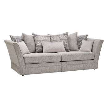 Carrington Silver Fabric 4 Seater Sofa with Back Cushions (H98 x W251.5 x D102cm)