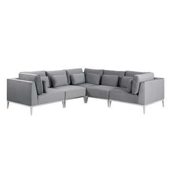 Cassie Large Corner Sofa – Dove Grey – Stainless Steel Base (H73 x W275 x D275cm)