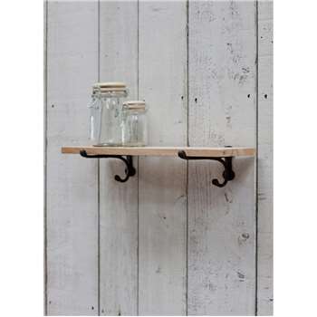 Cast Iron Bracket Shelf, Small - Raw Oak (3 x 55cm)