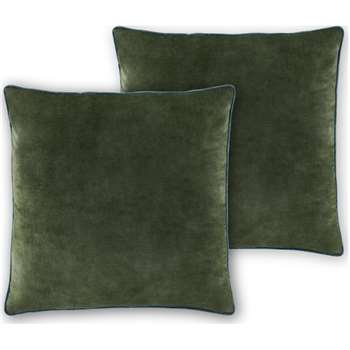 Castele Set of 2 Velvet Cushions, Dark Green (H50 x W50cm)