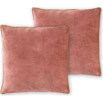 Castele Set of 2 Velvet Cushions, Deep Blush Pink (H50 x W50cm)