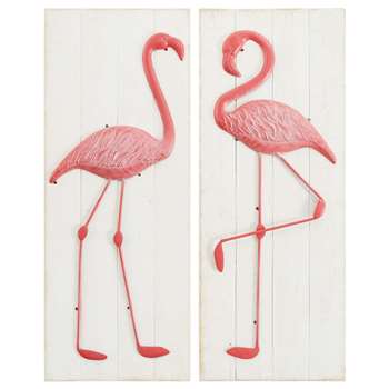 CATALINA 2 White Fir Pink Flamingo Pictures (H92 x W36 x D4cm)