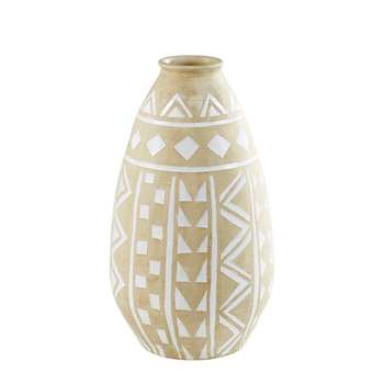 CHANDRAN Terra Cotta Outdoor Vase with White Motifs (75 x 43cm)