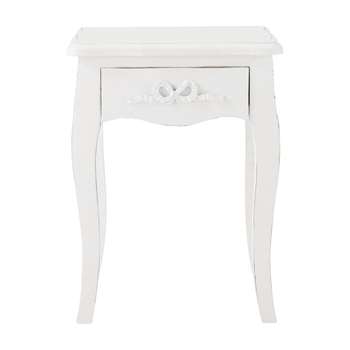 CHARLOTTE Wooden bedside table with drawer in white (55 x 40cm)