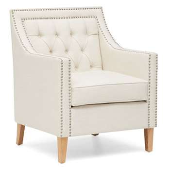 Chatsworth Chesterfield Ivory Linen Fabric Armchair (92 x 74cm)
