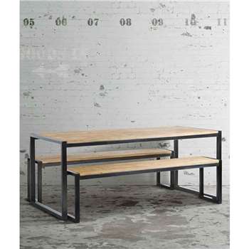 Chenier Industrial Dining Table with 1 Bench (76 x 190cm)