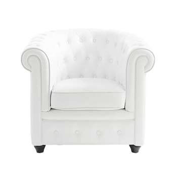 CHESTERFIELD Button armchair in white (75 x 82cm)
