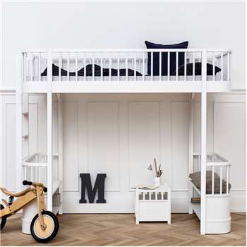 Oliver Furniture Wood Children's High Loft Bed in White (H176 x W97 x D214cm)