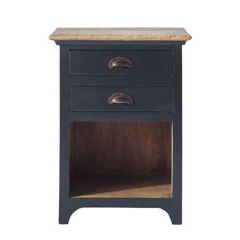 CHINON Mango wood bedside table with drawers in grey (60 x 45cm)