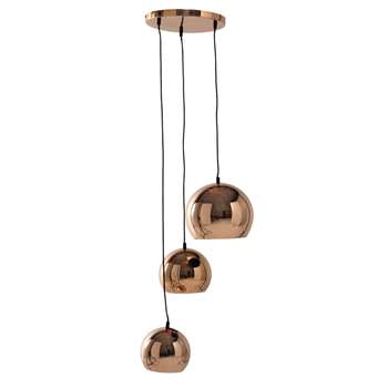 CHLOÉ 3 lampshade pendant lamp in copper finish metal (113 x 36cm)