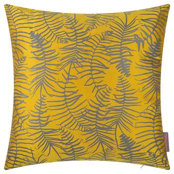 Clarissa Hulse - Feather Fern Cushion - 45x45cm - Turmeric/Storm