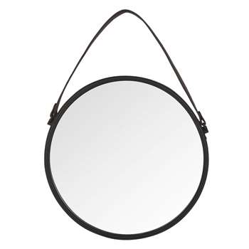 CODY Round Metal Mirror in Black (H55 x W55 x D1.2cm)