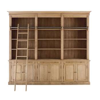 COLBERT Antique oak 3-part bookcase (240 x 272cm)