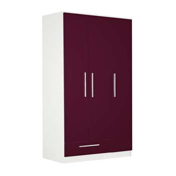 Collection Sparkle 3 Door 1 Drawer Wardrobe - Plum 183 x 106cm