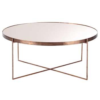 COMÈTE Copper-Plated Metal Mirror Round Coffee Table (H35 x W86 x D86cm)