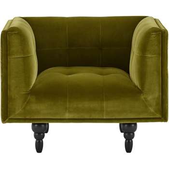 Connor Armchair, Olive Cotton Velvet (77 x 96cm)