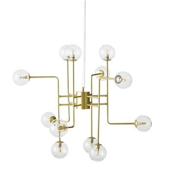CONSTELLATION - Gold Metal and Glass 12-Globe Pendant (H68 x W82 x D73cm)