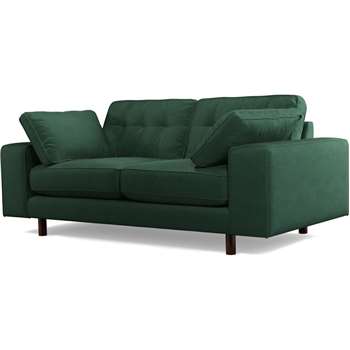 Content by Terence Conran Tobias, 2 Seater Sofa, Plush Hunter Green Velvet, Dark Wood Leg (H78 x W185 x D93cm)
