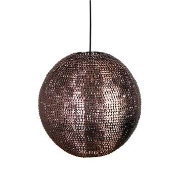 Cooper Round Pendant Lamp in Sparkling Copper Finish - Large (Diameter 40cm)