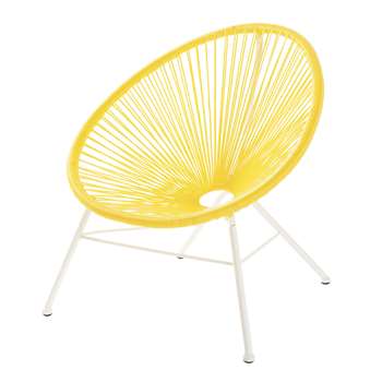 COPACABANA Children's Yellow Resin and White Metal Garden Armchair (H64 x W58 x D63cm)