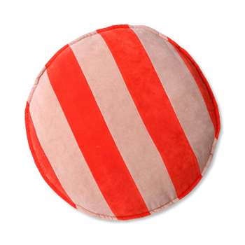 Coral and Blush Striped Velvet Seat Pad (H60 x W60 x D5cm)