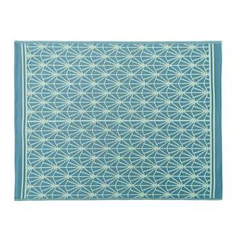 COSTA Blue Outdoor Rug with White Graphic Print (H150 x W200cm)